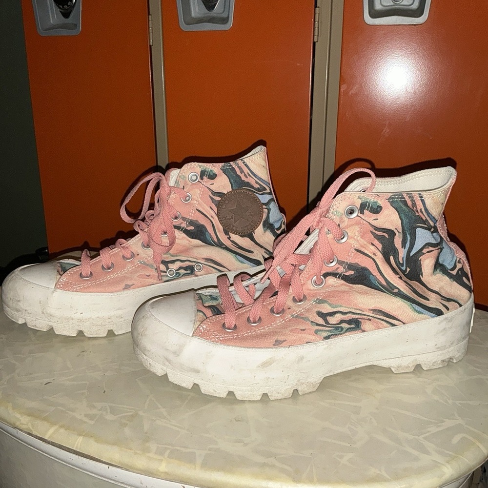 Converse by you all star Womens size‎ 10 hi Top Platform Pink Marble